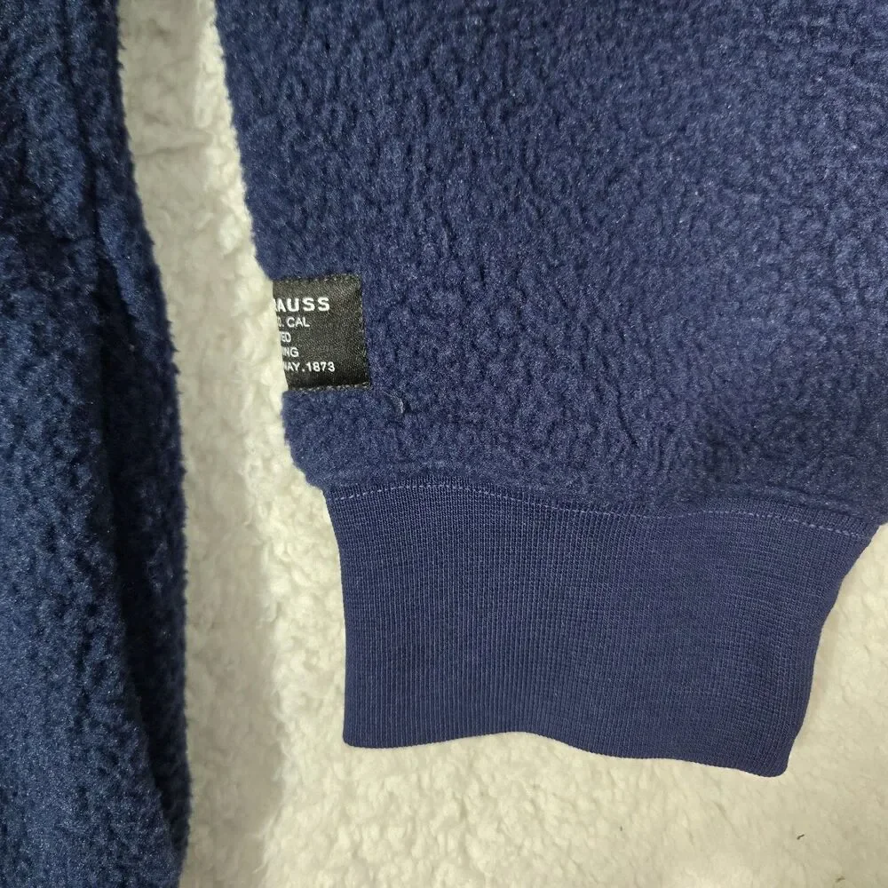 Levi's Mens Large Standard Fit Sherpa Full Zip Hooded Jacket Hoodie Navy Blue L